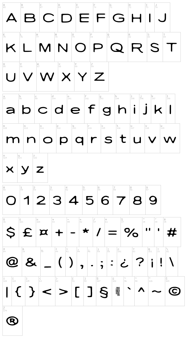 Nicotine Love font map